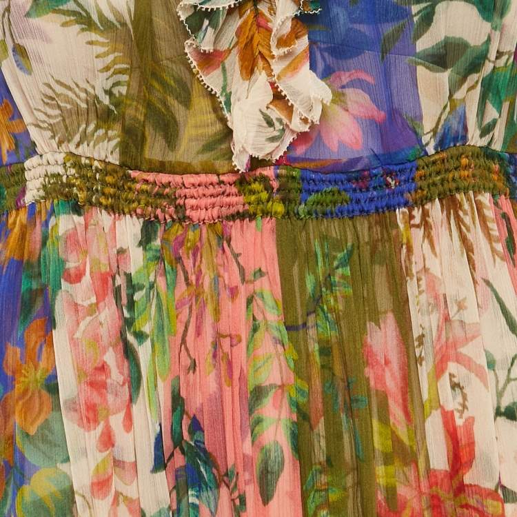 Pre Owned Zimmermann Multicolor Floral Print Chiffon Silk Maxi Dress S