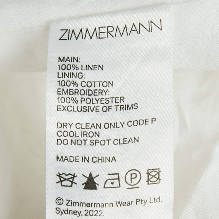 Pre Owned Zimmermann White Linen Lace-Up Detail Cut-Out Midi Dress XL