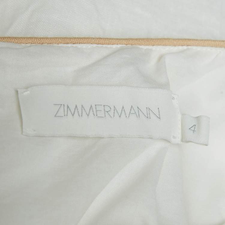 Pre Owned Zimmermann White Linen Lace-Up Detail Cut-Out Midi Dress XL