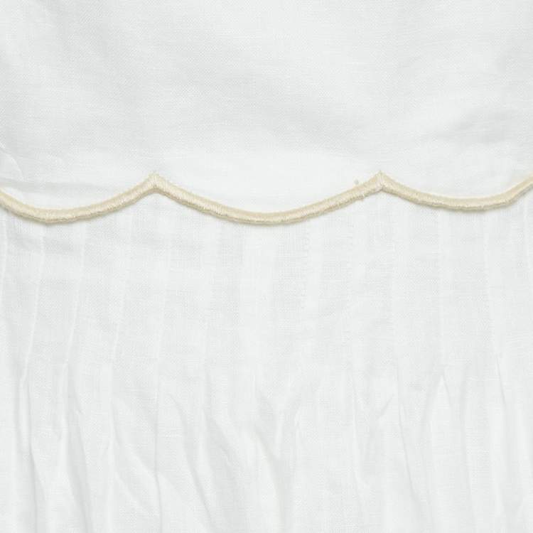 Pre Owned Zimmermann White Linen Lace-Up Detail Cut-Out Midi Dress XL