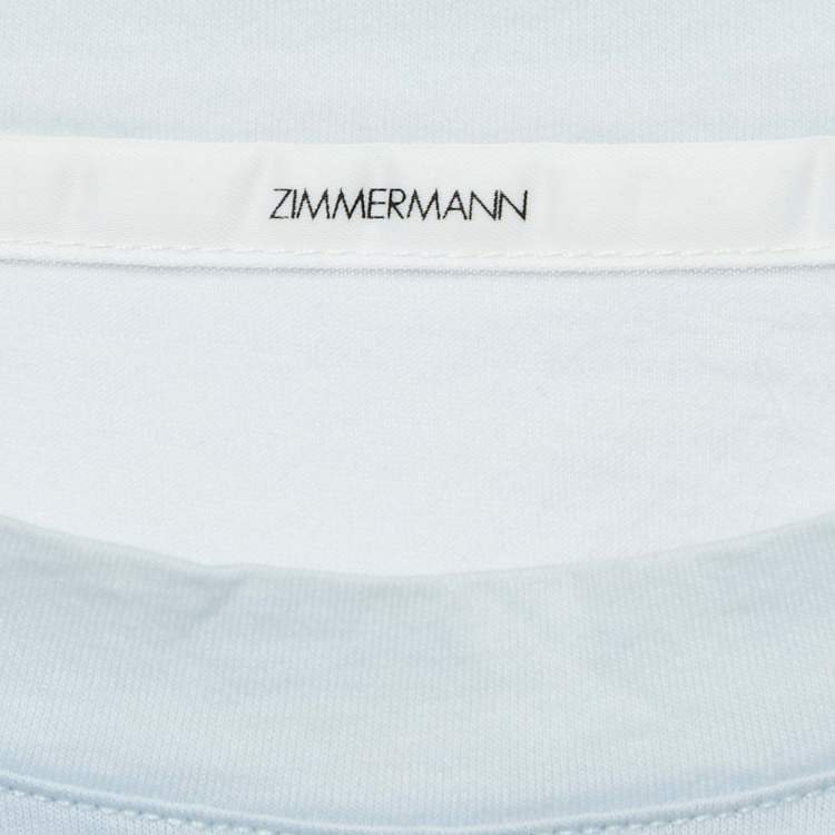 Pre Owned Zimmermann Blue Logo Applique Jersey T-Shirt M