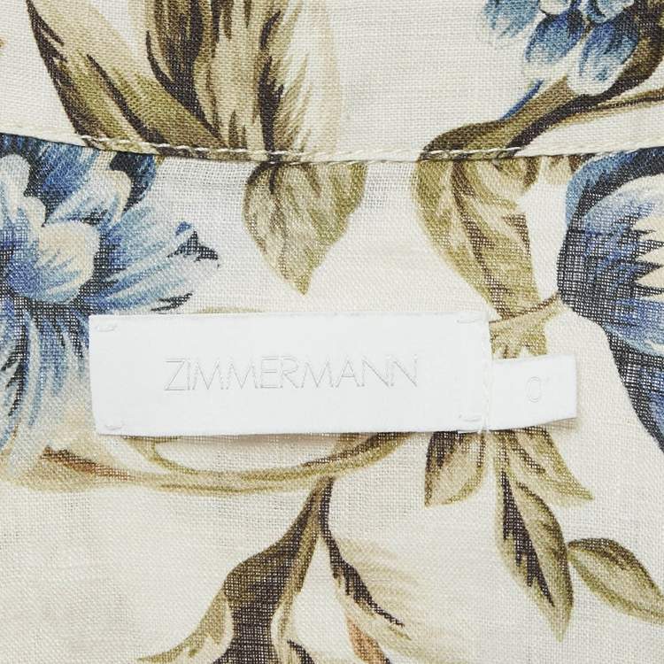 Pre Owned Zimmermann Beige Floral Print Linen Belted Aliane Playsuit XS