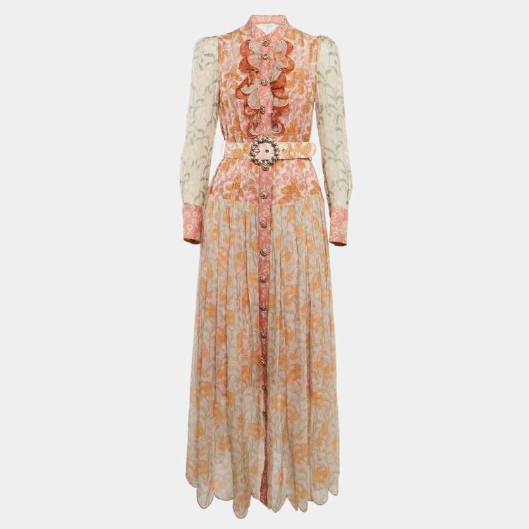 Pre Owned Zimmermann Multicolor Floral Print Button Front Maxi Dress XS