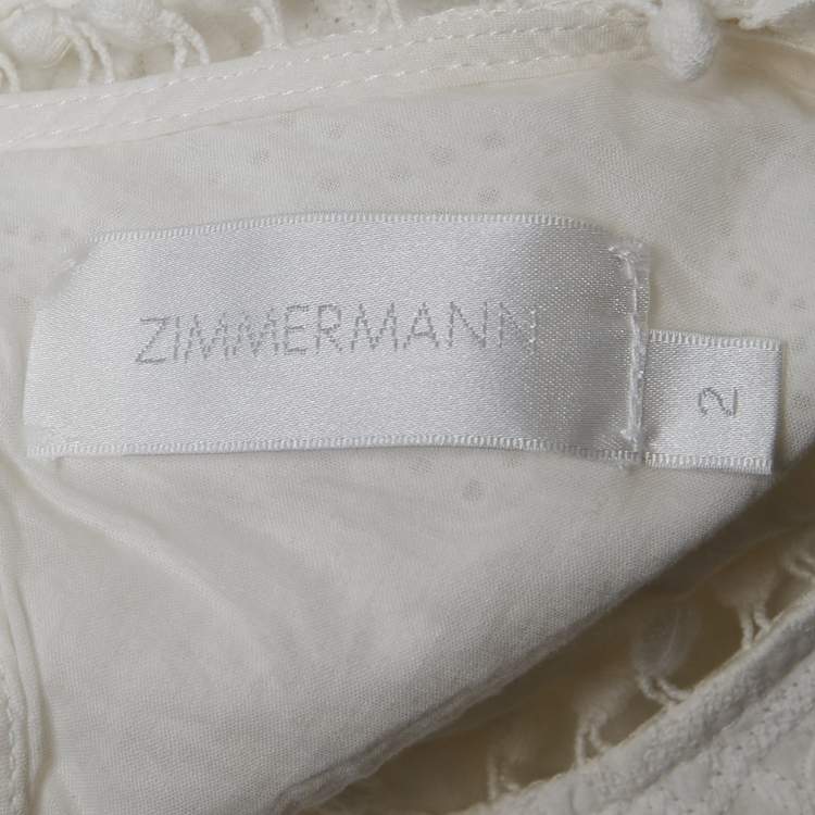 Pre Owned Zimmermann White Caravan Embroidered Cotton Mini Dress M
