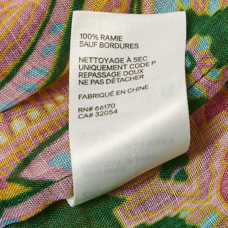 Pre Owned Zimmermann Green/Yellow Teddy Paisley Print Shirring Detail Blouse L