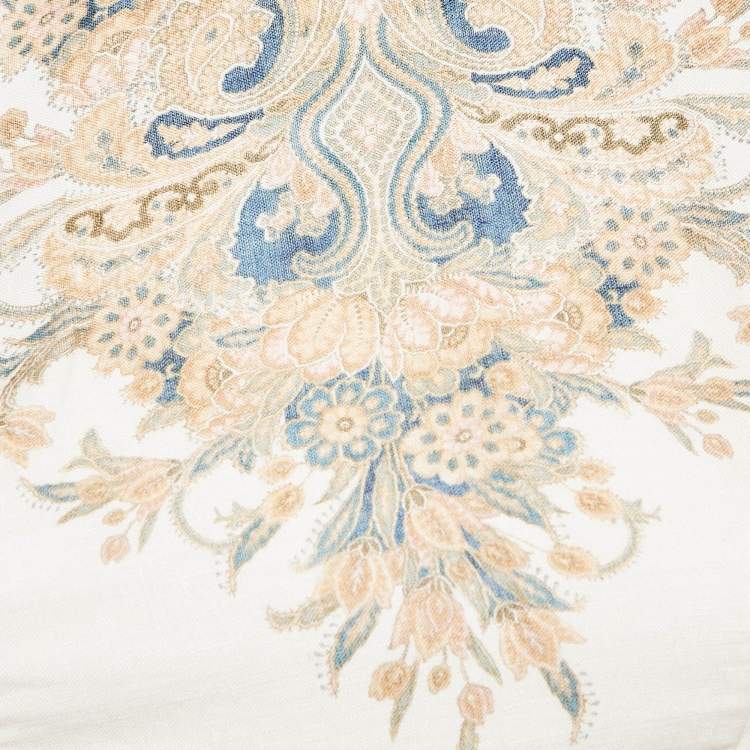 Pre Owned Zimmermann Cream Freja Paisley-Print Linen Maxi Dress XS