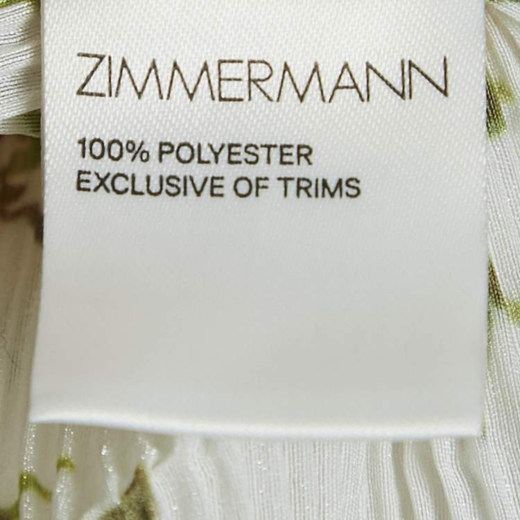 مملوكة مسبقًا Zimmermann White Floral Plissé Midi Skirt L