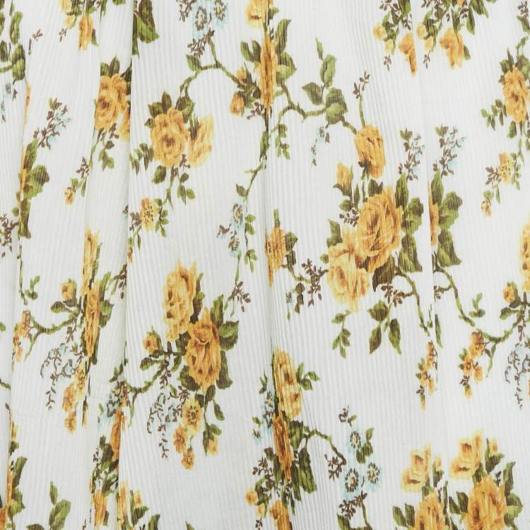 مملوكة مسبقًا Zimmermann White Floral Plissé Midi Skirt L
