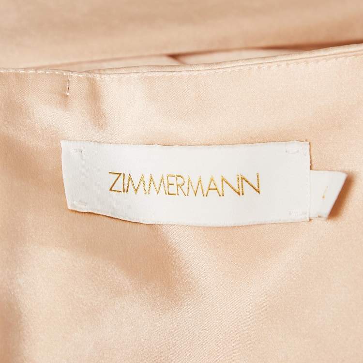 Pre Owned Zimmermann Beige Satin Silk Corset Midi Dress L