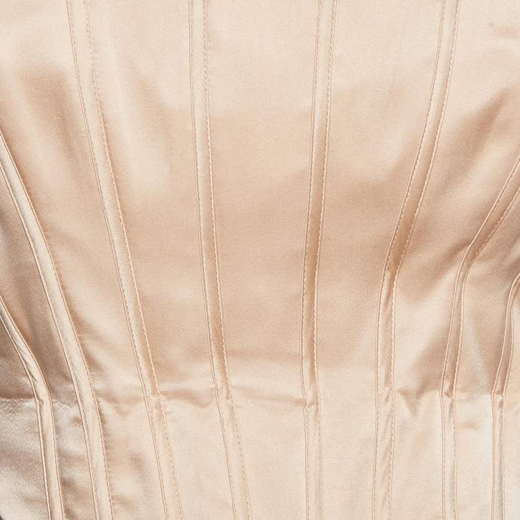 Pre Owned Zimmermann Beige Satin Silk Corset Midi Dress L