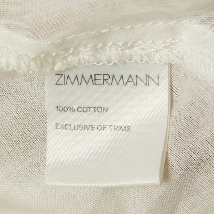 Pre Owned Zimmermann Multicolor Embroidered Cotton Lace Trimmed Midi Dress XS