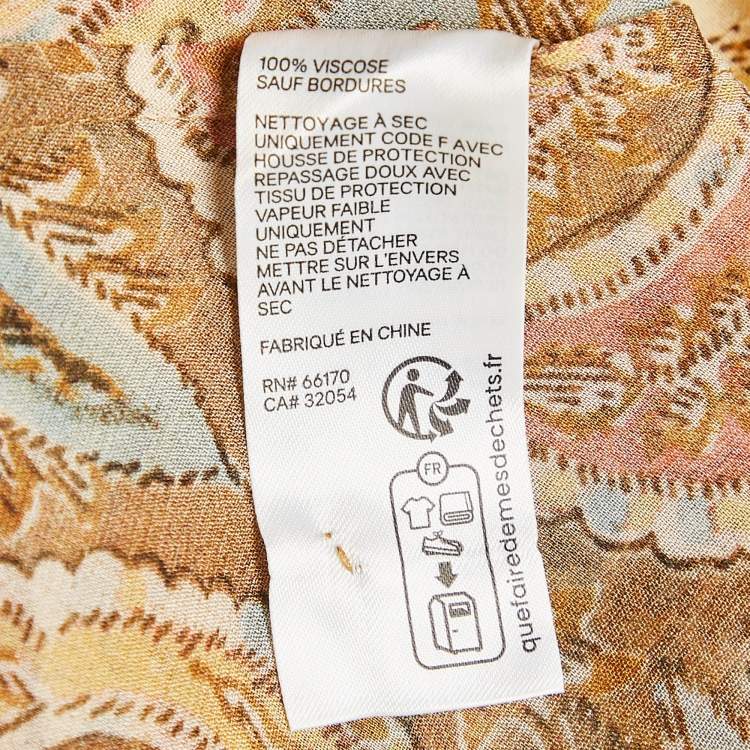 Pre Owned Zimmermann Orange Paisley Print Crepe Cowl Neck Blouse S