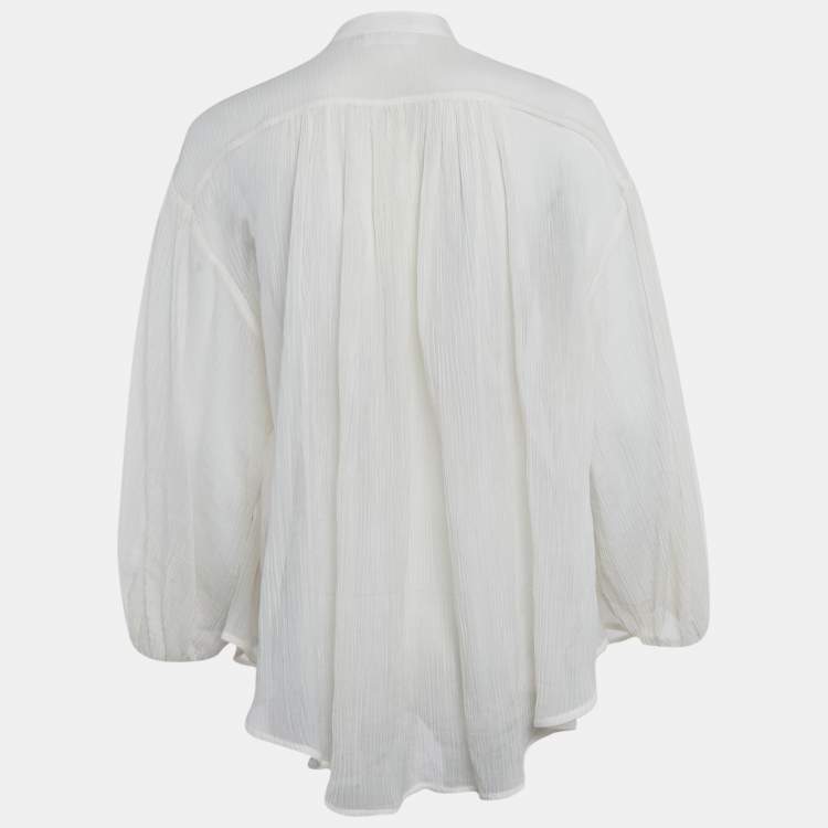 Pre Owned Zimmermann White Crinkle Cotton Voile Loose Fit Shirt M