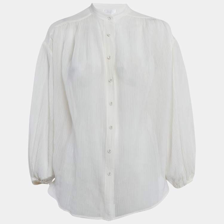 Pre Owned Zimmermann White Crinkle Cotton Voile Loose Fit Shirt M