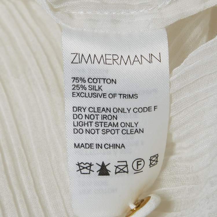 Pre Owned Zimmermann White Crinkle Cotton Voile Loose Fit Shirt M