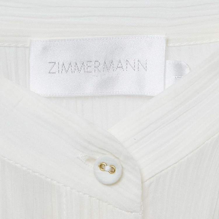 Pre Owned Zimmermann White Crinkle Cotton Voile Loose Fit Shirt M