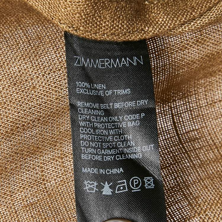 Pre Owned Zimmermann Olive Green Linen Belted Shorts M