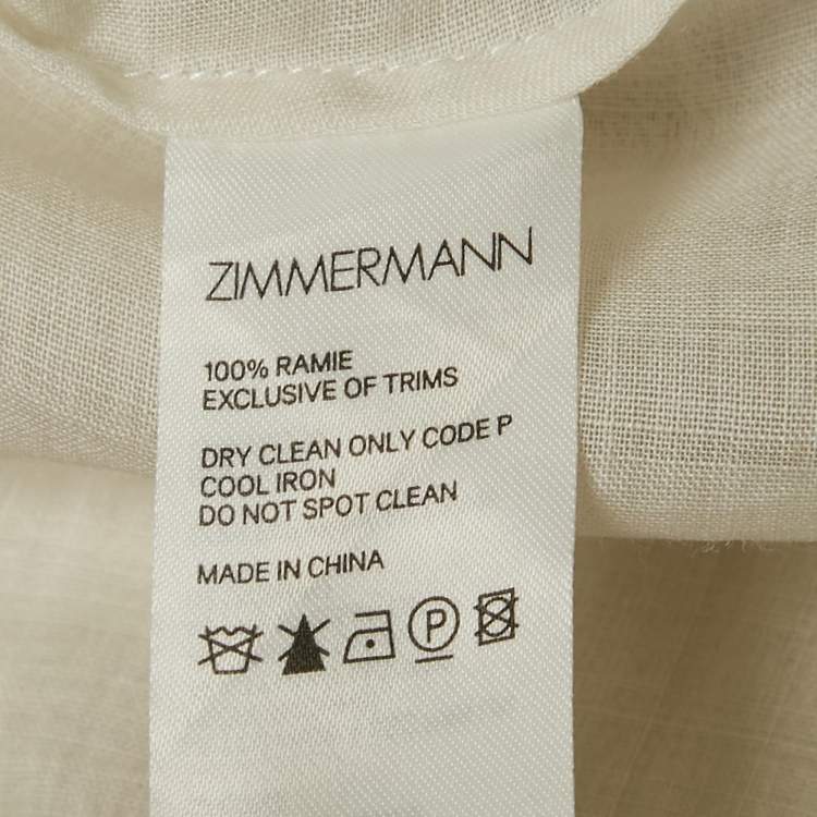 Pre Owned Zimmermann Off White Paisley Print Ramie Long Sleeve Shirt M