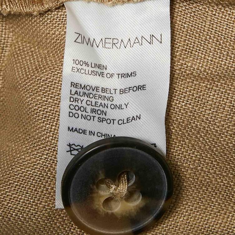 Pre Owned Zimmermann Beige Linen Wide Leg Trousers M