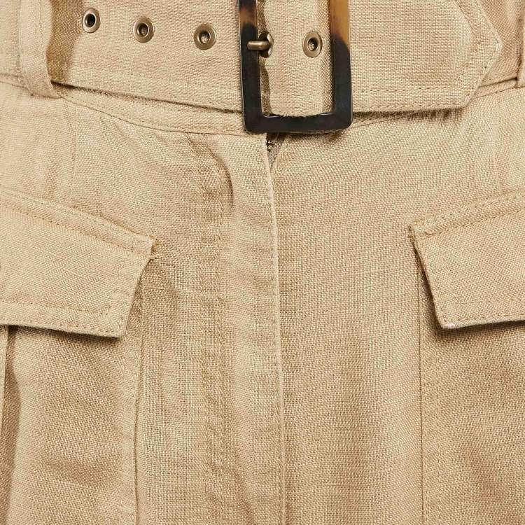 Pre Owned Zimmermann Beige Linen Wide Leg Trousers M