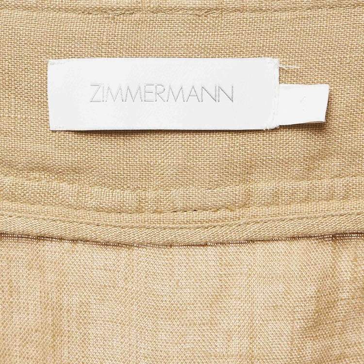 Pre Owned Zimmermann Beige Linen Wide Leg Trousers M