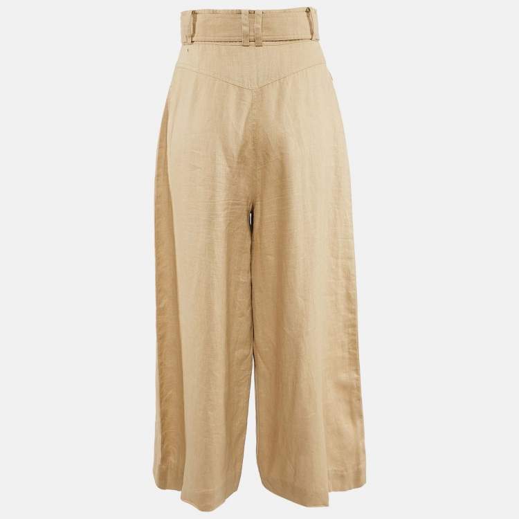 Pre Owned Zimmermann Beige Linen Wide Leg Trousers M