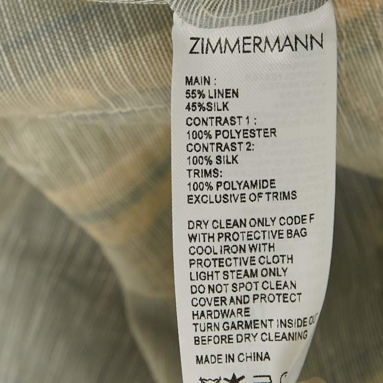 Pre Owned Zimmermann Blue/Cream Striped Linen Blend and Lyrical Lace Mini Dress M
