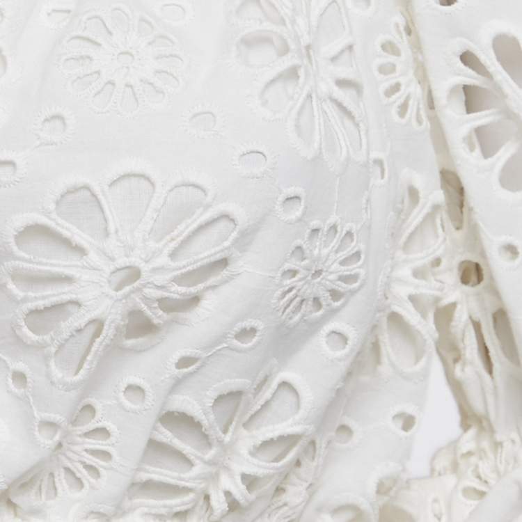 Pre Owned Zimmermann White Broderie Anglaise Cotton Crop Top S