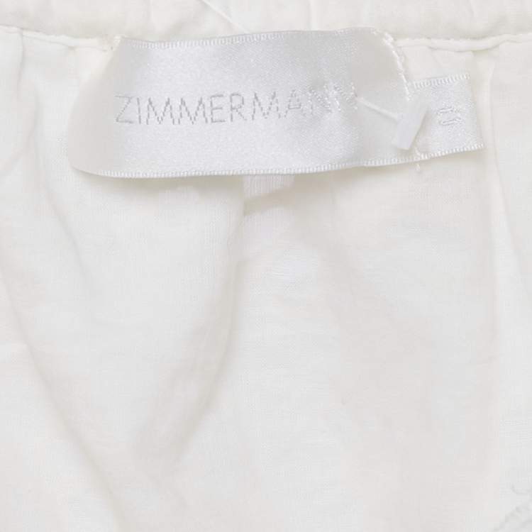 Pre Owned Zimmermann White Broderie Anglaise Cotton Crop Top S