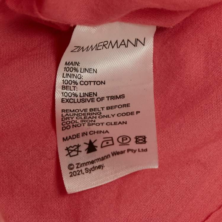 Pre Owned Zimmermann Pink Printed Linen Belted Shorts S