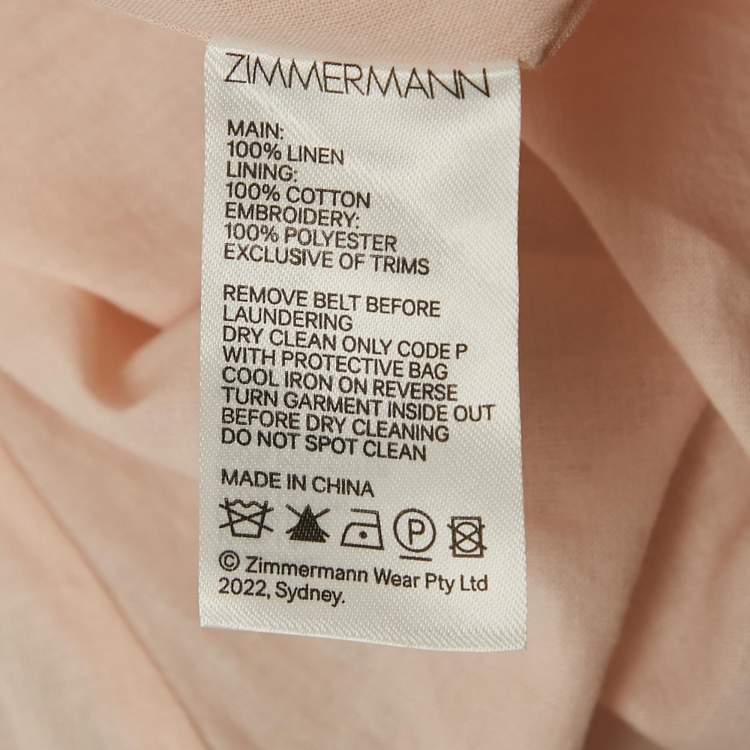 Pre Owned Zimmermann Pink Floral Print Linen Belted Mini Dress M