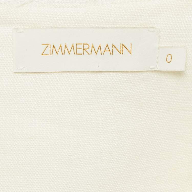Pre Owned Zimmermann White Linen Lace Insert Top and Skirt Set S