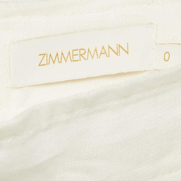 Pre Owned Zimmermann White Linen Lace Insert Top and Skirt Set S