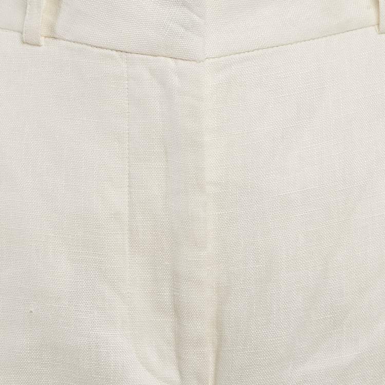 مملوكة مسبقًا Zimmermann Off White Linen Straight Leg Trousers S