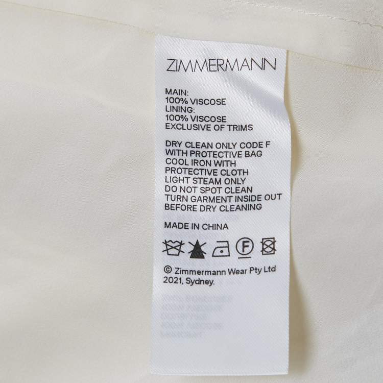Pre Owned Zimmermann Off-White Swiss Dot Crepe Ruched Short Dress M