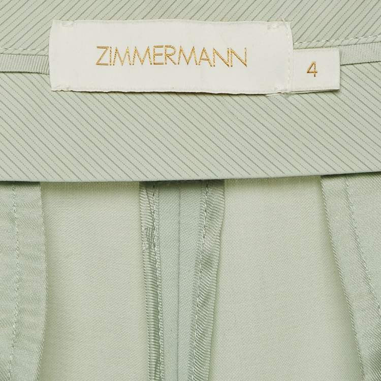 Pre Owned Zimmermann Light Green Wool Blend Wide Leg Trousers XL