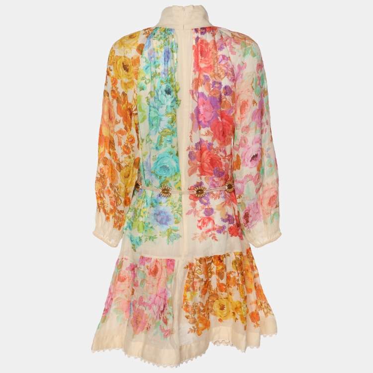 Pre Owned Zimmermann Multicolor Printed Ramie Dress M