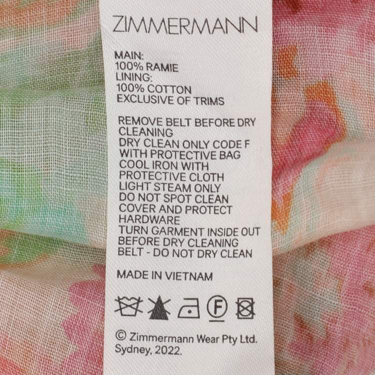 Pre Owned Zimmermann Multicolor Printed Ramie Dress M