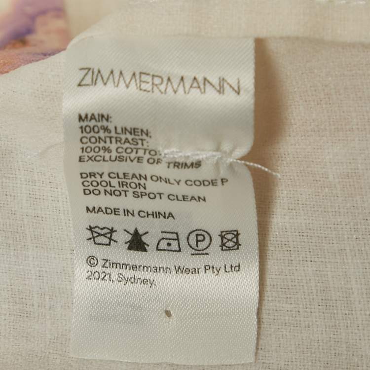 Pre Owned Zimmermann Beige Floral Print Linen Shorts and Top Set XS