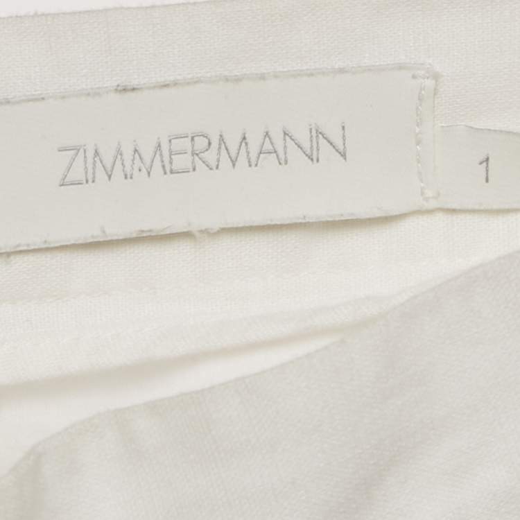 Pre Owned Zimmermann White Floral Embroidered Linen Blend Shorts M