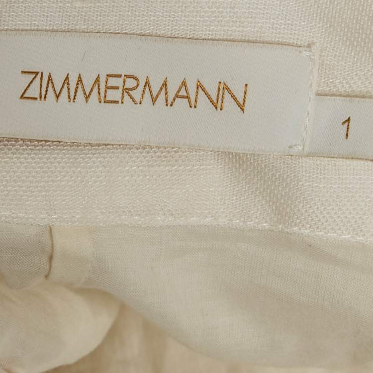 Pre Owned Zimmermann White Floral Applique Linen Blend Postcard Skirt S