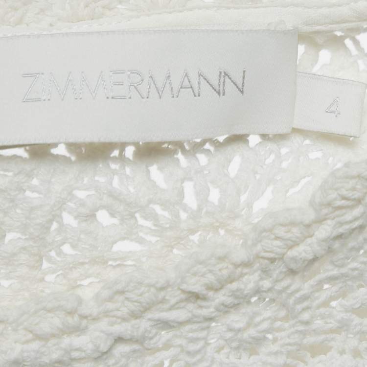 مملوكة مسبقًا Zimmermann White Patterned Crochet Junie Midi Dress L