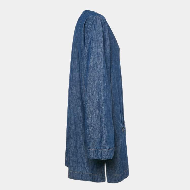 مملوكة مسبقًا Zimmermann Blue Denim Wylie Braid Detail Mini Dress XL