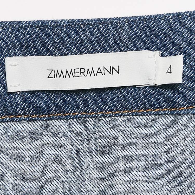 مملوكة مسبقًا Zimmermann Blue Denim Wylie Braid Detail Mini Dress XL