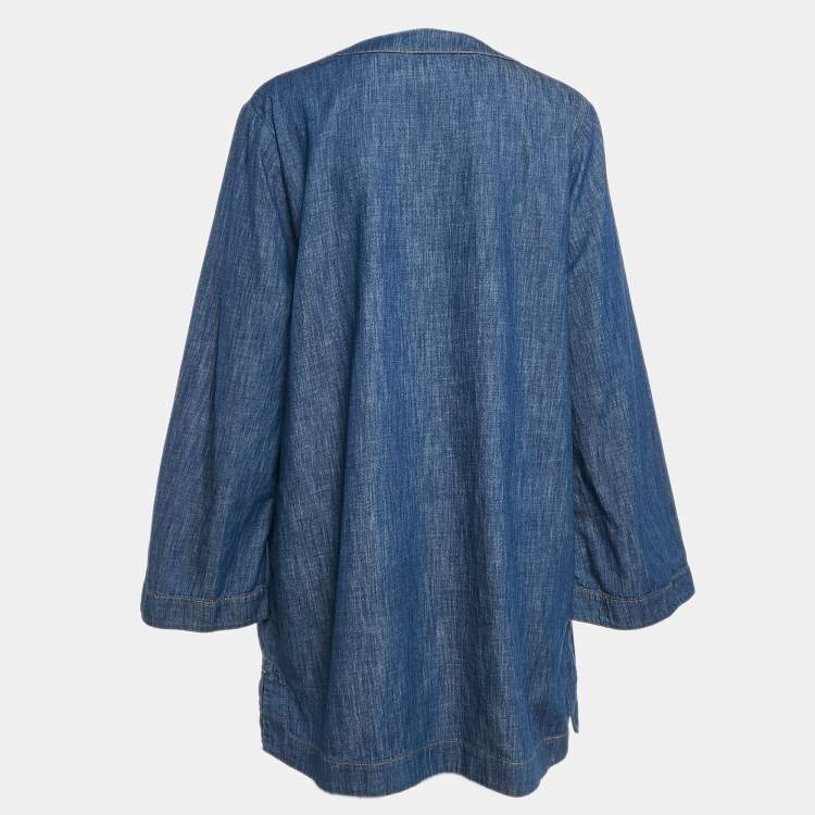 مملوكة مسبقًا Zimmermann Blue Denim Wylie Braid Detail Mini Dress XL