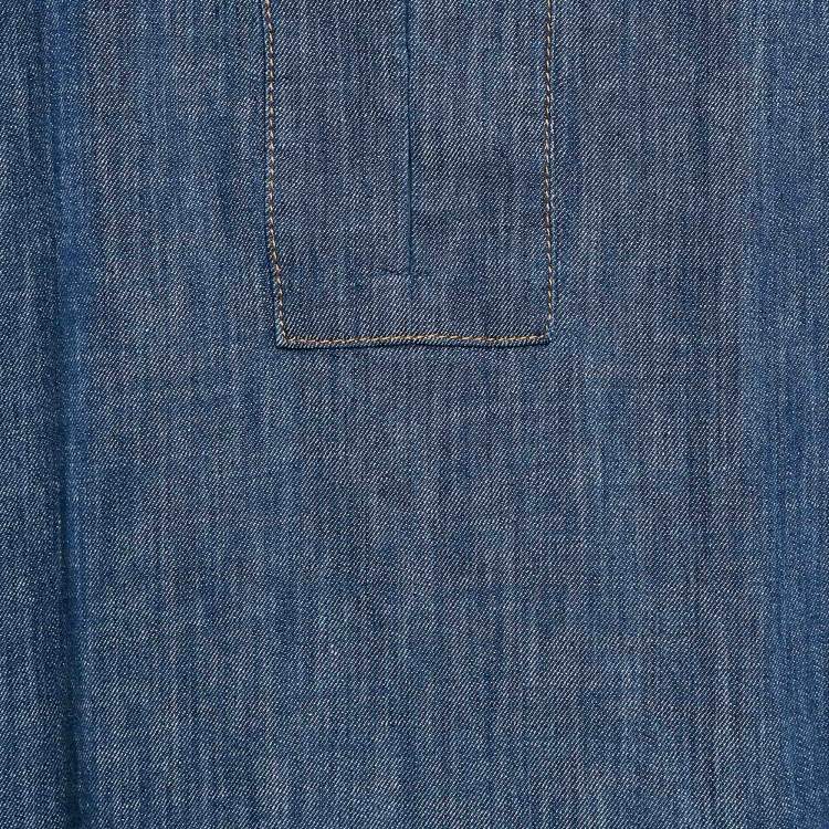 مملوكة مسبقًا Zimmermann Blue Denim Wylie Braid Detail Mini Dress XL