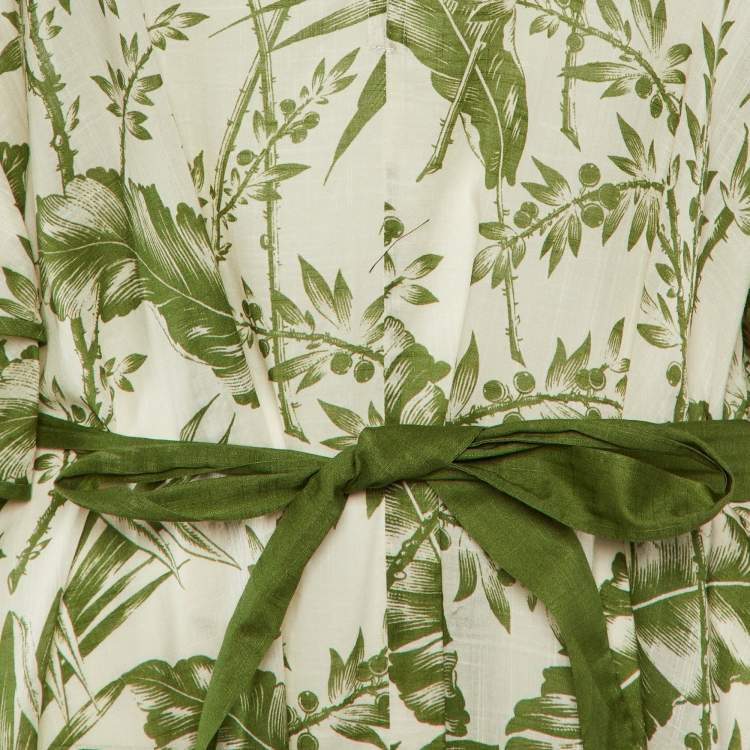 Pre Owned Zimmermann Green Printed Cotton Belted Long Dress S