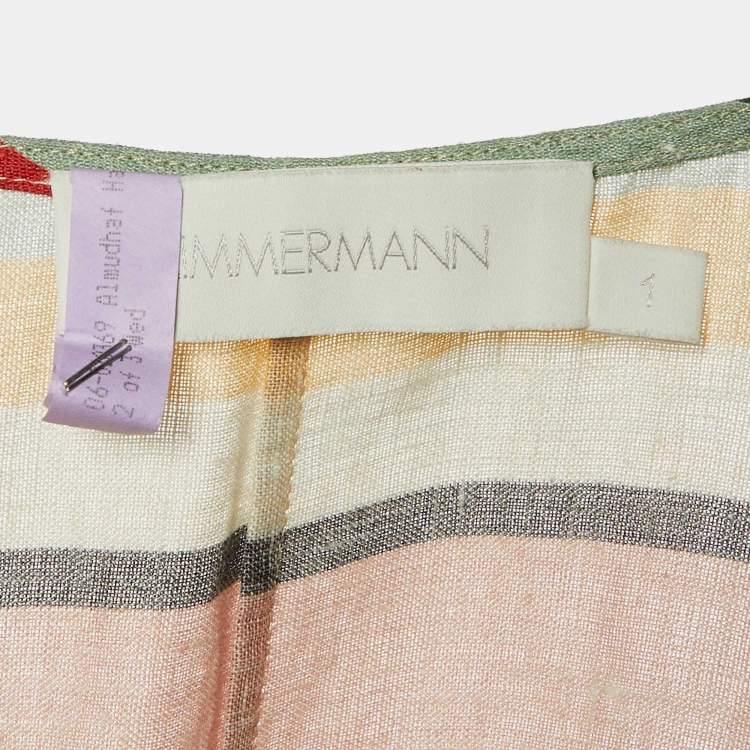 Pre Owned Zimmermann Multicolor Striped Linen Tiered Cassia Maxi Dress S