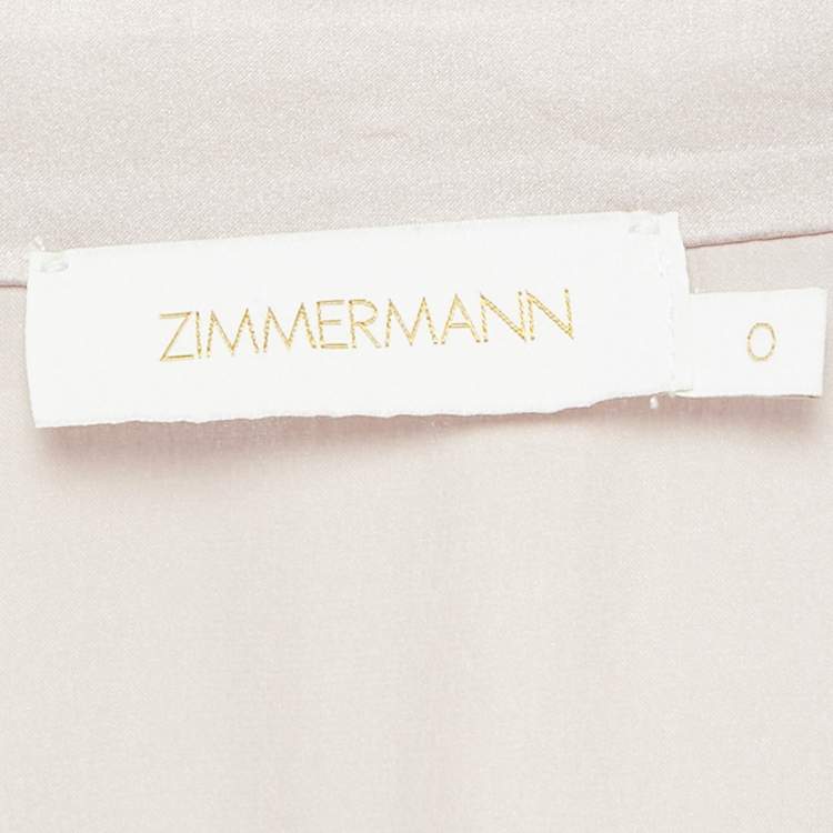 Pre Owned Zimmermann Pink Silk Long Sleeve Wrap Dress XS