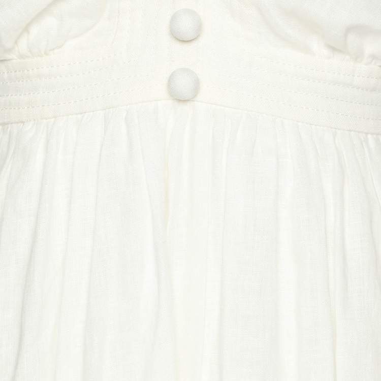 مملوكة مسبقًا Zimmermann White Floral Embroidered Linen Maxi Dress M